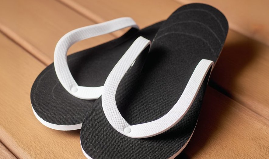 Black open-toe slippers